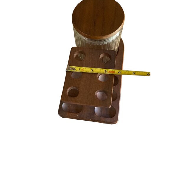 Vintage Deco 6 Pipe Walnut Tobacco Stand Ribbed Glass Humidor Decatur Industries - Picture 11 of 16